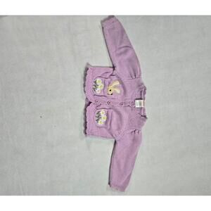 Gymboree Purple Embroidered Rabbit Flowers‎ Buttonup Cardigan 36 Months